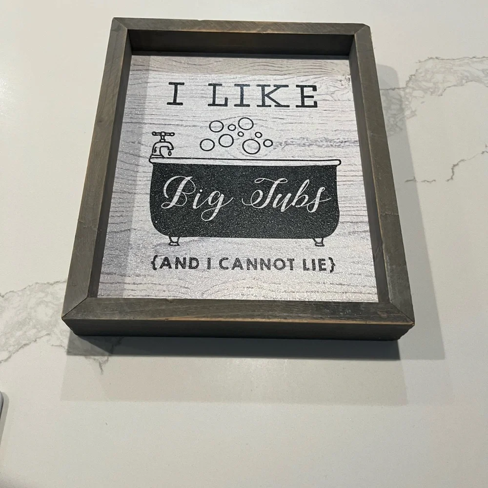 Gray Framed Bath Sign